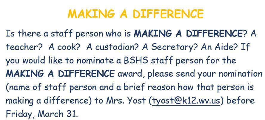 Making A Difference Nomination