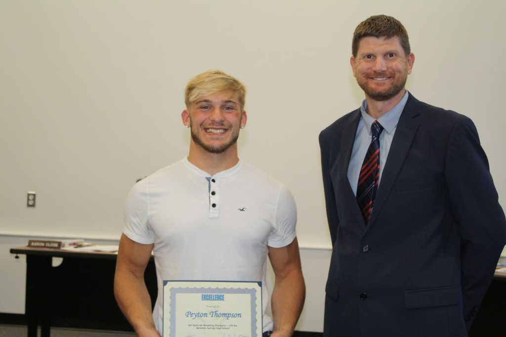 Aaron Close with Peyton Thompson - WV State AA Wrestling Champion
